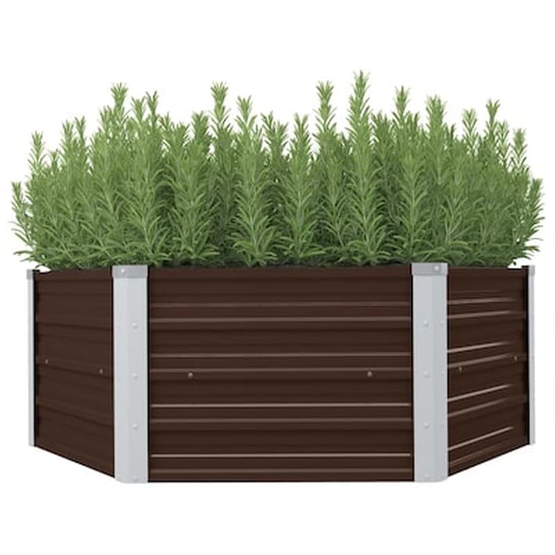 VIDAXL Vidaxl Ζαρντινιέρα Ψηλή Καφέ 129 X 129 X 46 Εκ. Γαλβανισμένος Χάλυβας