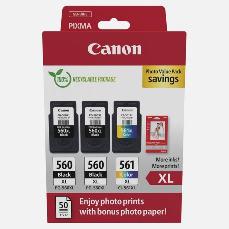 CANON Canon Pg-560XLx2/Cl-561XL Πολλαπλό Πακέτο 2 Μελανιών Εκτυπωτή 3712C012