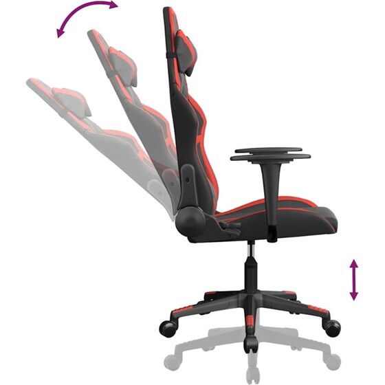 Καρέκλα Gaming VIDAXL 345424 με Ρυθμιζόμενα Μπράτσα από Τεχνητό Δέρμα - Μαύρο / Κόκκινο image 3