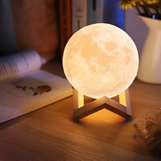 Ανάγλυφο Φωτιστικό Αφής 3d Φεγγάρι Moon Light Led επαναφορτιζόμενο με 3 αποχρώσεις image 1