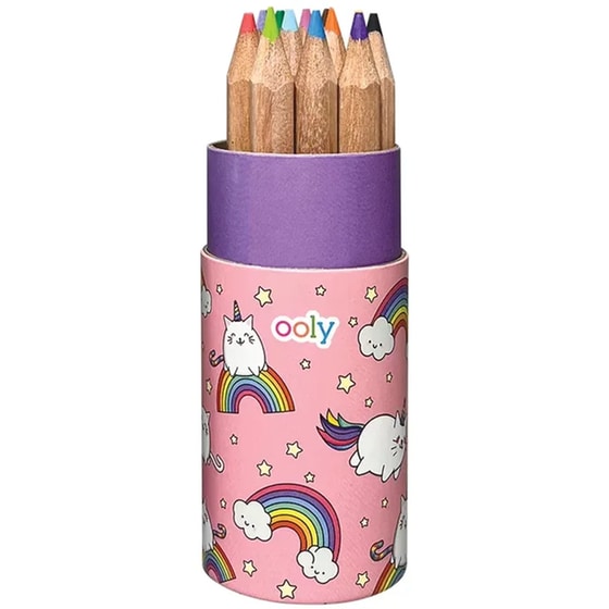 Ξυλομπογιές Ooly Draw & Doodle Mini Rainbow + Ξύστρα 12 Τεμάχια image 0