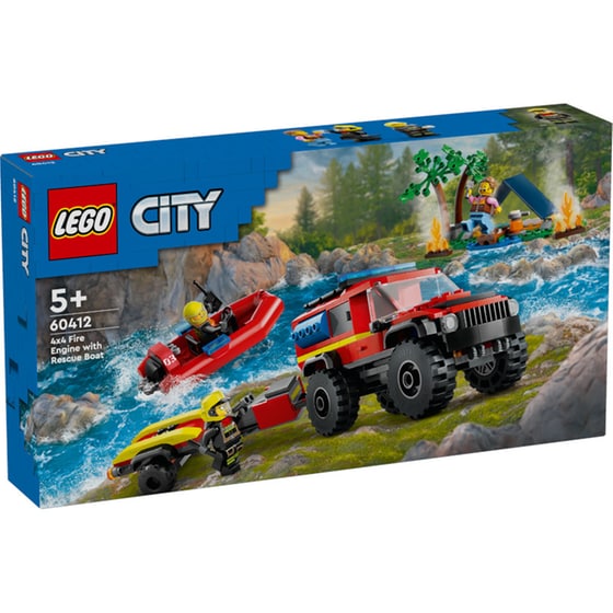 LEGO® City 4x4 Fire Truck with Rescue Boat (60412) image 0