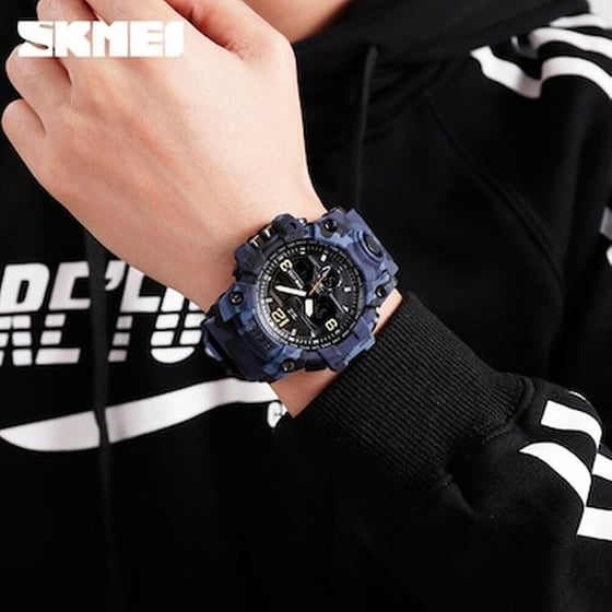 Αθλητικό Ρολόι Χειρός Ανδρικό Skmei 1155b Blue Camouflage image 0