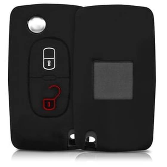 Kw Silicone Θήκη Κλειδιού Peugeot Citroen - 2 Κουμπιά - Black (43668.01) image 0