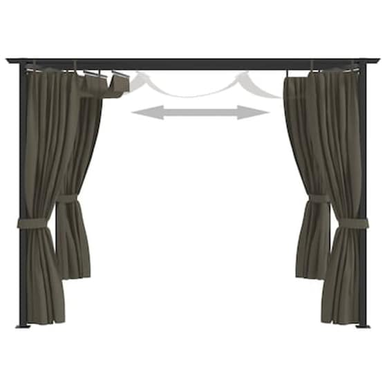 Κιόσκι Vidaxl Ατσάλινο με Κουρτίνες 300x300cm - Taupe image 5