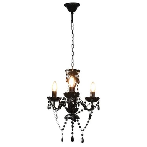 Vidaxl Πολυέλαιος Με Χάντρες Στρογγυλός Μαύρος Με 3 Ντουί Ε14 image 4