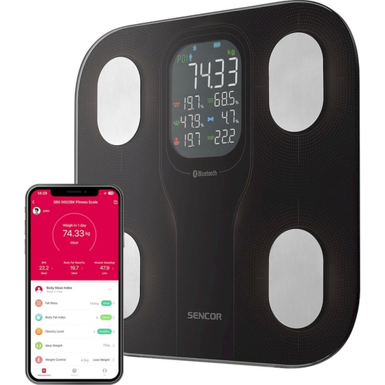 Ψηφιακή Ζυγαριά Sencor SBS 9002BK με Λιπομετρητή  & Bluetooth Μαύρη image 1