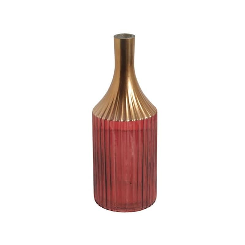 ARIA TRADE Διακοσμητικό Bάζο Aria Trade Γυάλινο 13x35 cm - Κόκκινο Χρυσό