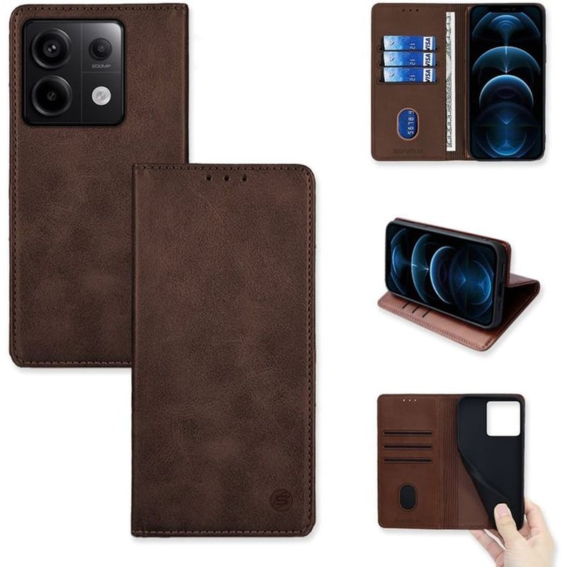 Θήκη Xiaomi Redmi Note 13 Pro 5G - Sonique Vintage Magnet Wallet - Καφέ SONIQUE