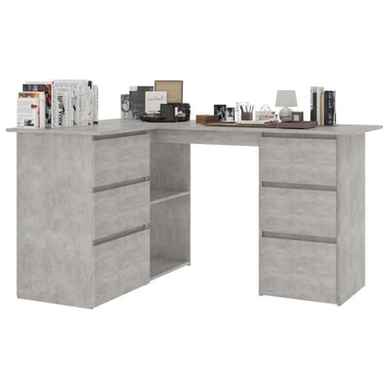 Γραφείο Γωνιακό VidaXL από Μοριοσανίδα 145x100 cm - Γκρι image 3