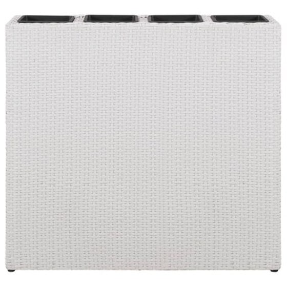 Vidaxl Ζαρντινιέρα Με 4 Δοχεία Φύτευσης Λευκή Από Συνθετικό Ρατάν image 3