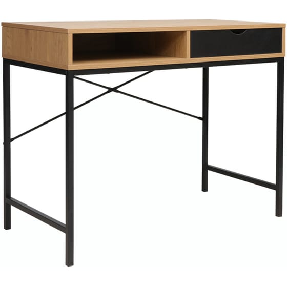 Γραφείο Μελέτης Pakoworld Taco από Μοριοσανίδα 95x48x76 cm - Μπεζ/Μαύρο image 0