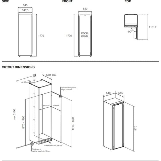 BERTAZZONI FRZ603UBNPTC/20 197 Lt Πλήρως Εντοιχιζόμενος Καταψύκτης Όρθιος image 3