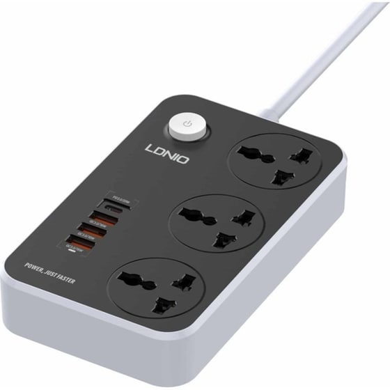 Ldnio SC3412 3 Θέσεων με USB 2m - Μαύρο image 1