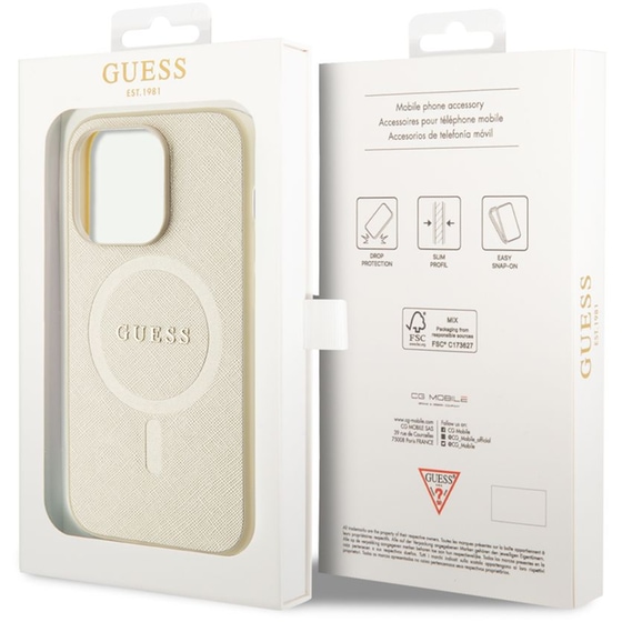 Guess Saffiano Hard Case Θήκη Προστασίας Από Δερματίνη – Iphone 15 Pro (μπεζ – Guhmp15lpsahmcb) image 5
