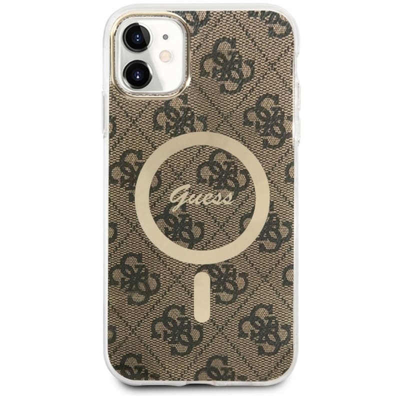 Guess Quot;4g Logo Collection Quot; Magsafe Ring Stand Hard Case Θήκη Προστασίας Από Σκληρό Πλαστικό – Iphone 11 (καφε – Guhmn61h4stw)