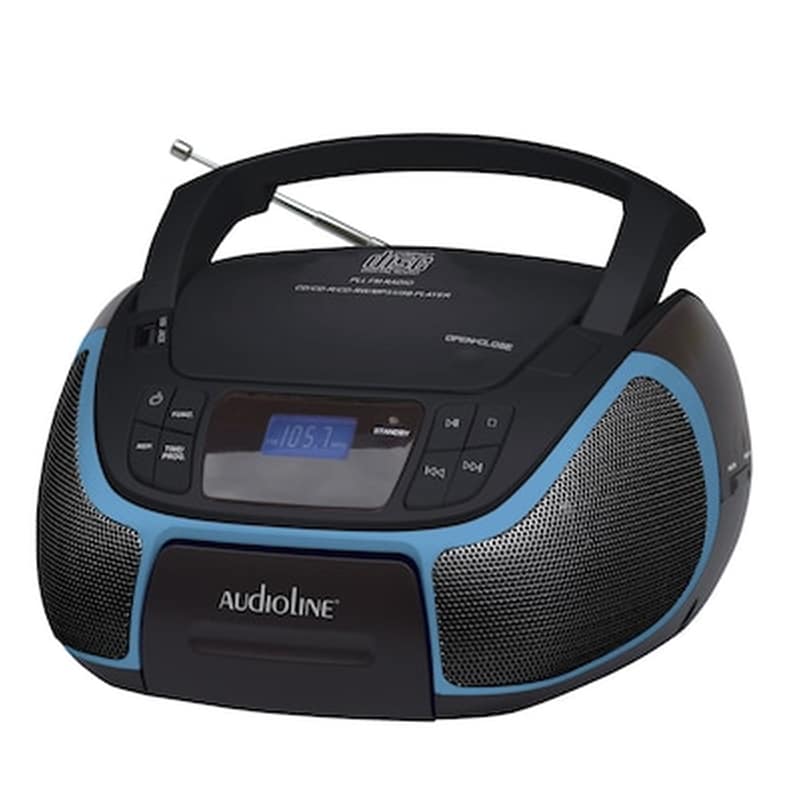 AUDIOLINE Audioline Φορητό Ράδιο Cd Mp3 Και Usb Με Φωτιζόμενη Οθόνη Μαύρο Με Μπλε Cd-96