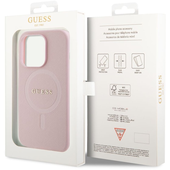 Θήκη Apple iPhone 13 Pro - Guess Saffiano Hard Case - Ροζ image 3