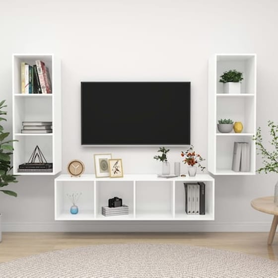Έπιπλα Τηλεόρασης Vidaxl Μοριοσανίδα  3 Τμχ  37x37x142.5 cm -  Λευκό image 0