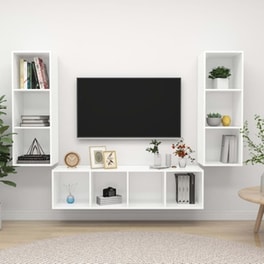 Έπιπλα Τηλεόρασης Vidaxl Μοριοσανίδα  3 Τμχ  37x37x142.5 cm -  Λευκό
