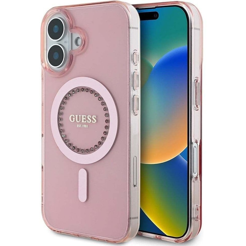Θήκη Apple iphone 16 - Guess Iml Rhinestones - Ροζ
