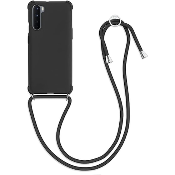 Θήκη Oneplus Nord - Kwmobile Crossbody Silicone Case with Neck Cord Lanyard Strap - Black image 3