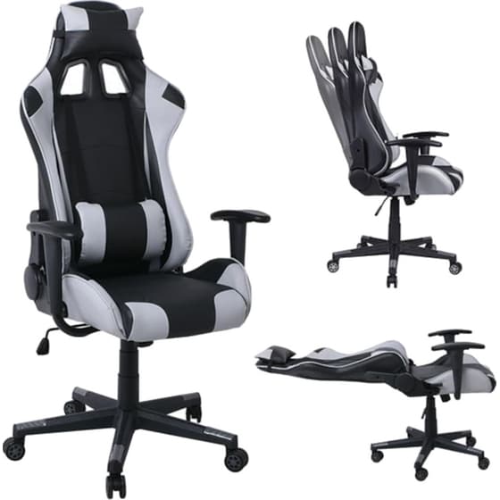 Καρέκλα Gaming Woodwell BF8000 από Τεχνητό Δέρμα - Μαύρη/ Γκρι image 1