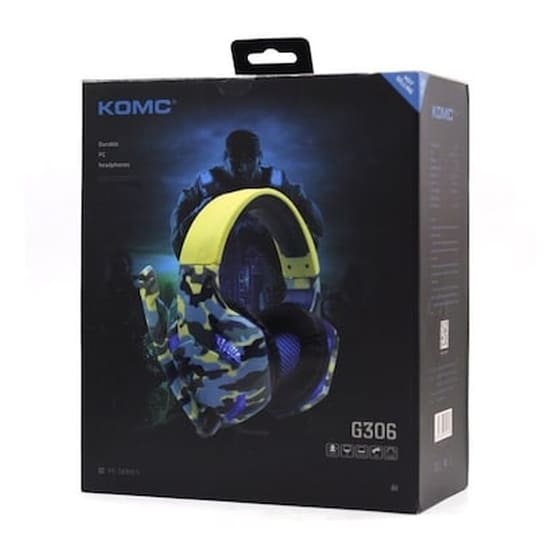 Komc G306 Gaming Ενσύρματα Ακουστικά 3.5mm/USB με LED Φωτισμό - Navy Camouflage image 1