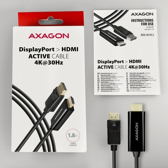 Καλώδιο HDMI Axagon DisplayPort male σε  HDMI male 1.8m - Μαύρο image 2
