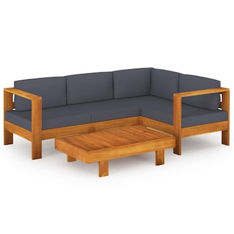 Σετ Σαλόνι Κήπου Vidaxl από Μασίφ Ξύλο Ακακίας με Μαξιλάρια 5 Τμχ - Γκρι