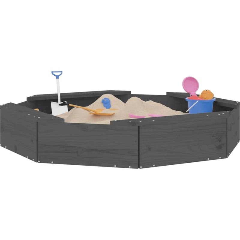 VidaXL Αμμοδόχος με Καθίσματα Οκτάγωνη 111x111x20cm Ξύλινη - Γκρι VIDAXL