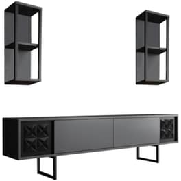 Έπιπλο Τηλεόρασης 24Mall Bicolore από Μοριοσανίδα 180x30x48 cm - Μαύρο/Ανθρακί