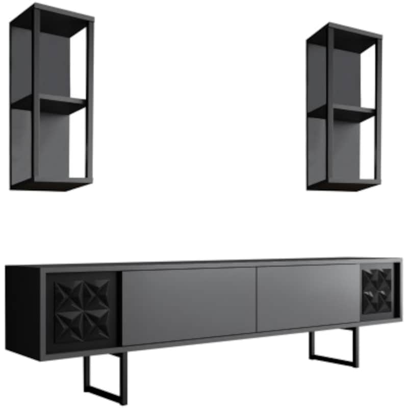 24MALL Έπιπλο Τηλεόρασης 24Mall Bicolore από Μοριοσανίδα 180x30x48 cm - Μαύρο/Ανθρακί