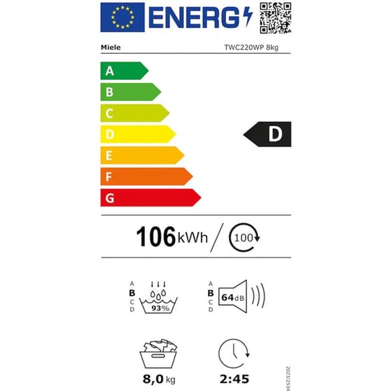 MIELE TWC220WP 8 kg EcoDry Λευκό Στεγνωτήριο Ρούχων image 6