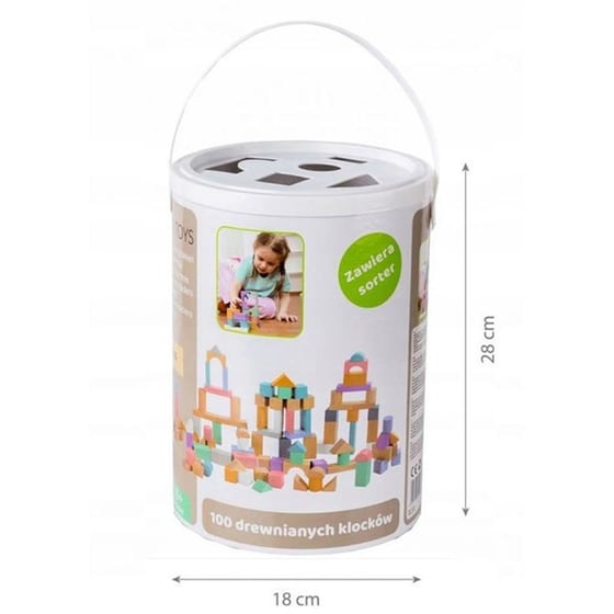 Σετ Ξύλινα Παιδικά Χρωματιστά Τουβλάκια Ecotoys 100 Κομμάτια image 4
