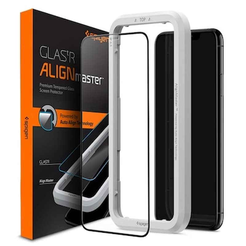 SPIGEN Προστατευτικό οθόνης Apple iPhone 11 - Spigen Alignmaster Full Face Black Tempered Glass