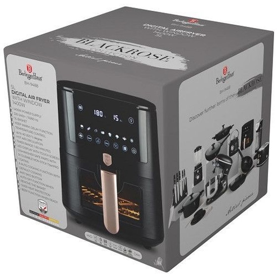 BERLINGER HAUS BH-9488 με Αποσπώμενο Κάδο 1400 W 5 L Μαύρο/Ροζ Χρυσό Φριτέζα Αέρος image 4