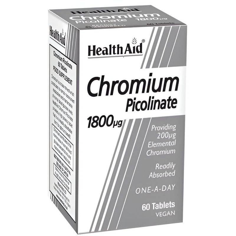 HEALTH AID Ειδικό Συμπλήρωμα Διατροφής Health Aid - Chromium Picolinate 1800mg - 60 Ταμπλέτες