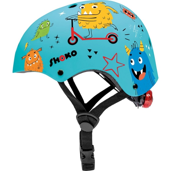 Παιδικό Κράνος SHOKO με Φως Minty Monsters Medium (51-54 cm) - Γαλάζιο με Σχέδιο image 1