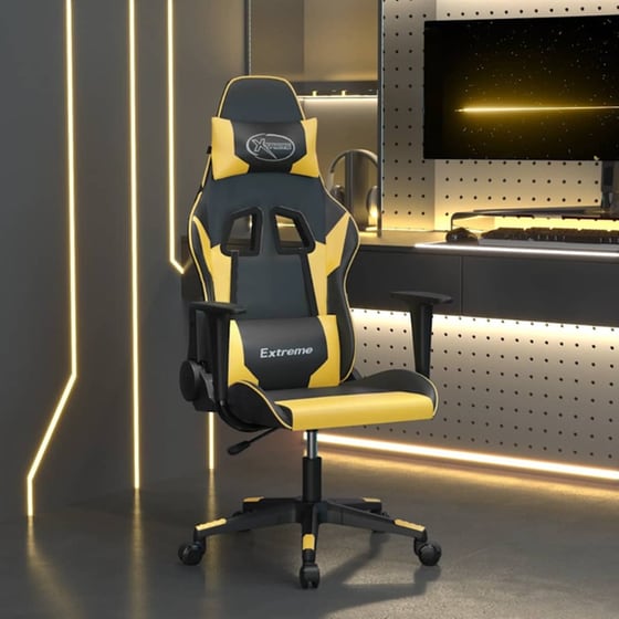 Καρέκλα Gaming VIDAXL 345447 με Ρυθμιζόμενα Μπράτσα από Τεχνητό Δέρμα - Μαύρο / Κίτρινο image 9