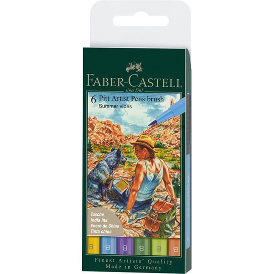 Μαρκαδόροι Faber Castell Σετ Ζωφραφικής&nbsp;Pitt&nbsp;Arist&nbsp;Pen&nbsp;Summer 6 Τεμάχια image 0
