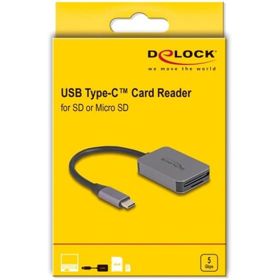 Delock Card Reader 91009 Για Sd Και Micro Sd, Usb-c, 5 Gbps, Γκρι image 2