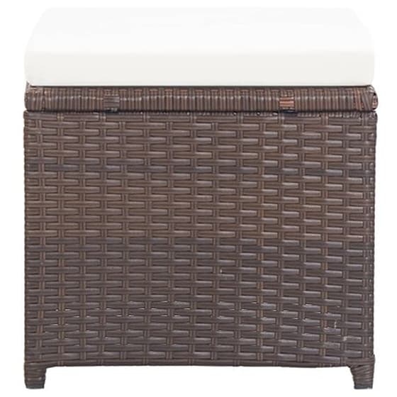 Vidaxl Σκαμπό Κήπου 2 Τεμ. Καφέ Από Συνθετικό Ρατάν Με Μαξιλάρια image 5