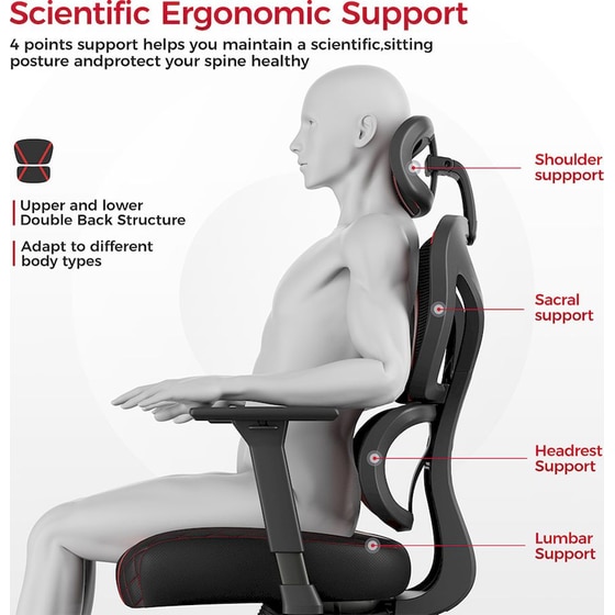 Σετ Eureka Ergonomic Καρέκλα ERK-GC06-R & Γραφείο Gaming ERK-GIP-P47B-V1 - Μαύρο/ Κόκκινο image 11