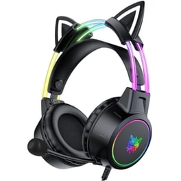 Onikuma X15 Pro Cat Gaming Ενσύρματα Ακουστικά 3.5mm/USB με RGB Φωτισμό - Μαύρα