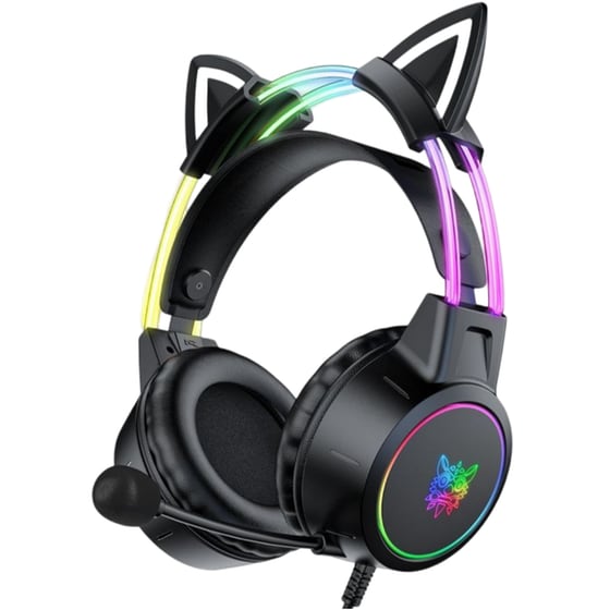 Onikuma X15 Pro Cat Gaming Ενσύρματα Ακουστικά 3.5mm/USB με RGB Φωτισμό - Μαύρα image 0