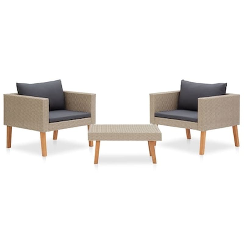 Σετ Σαλόνι Κήπου Vidaxl από Συνθετικό Ρατάν με Μαξιλάρια 3 Τμχ - Γκρι