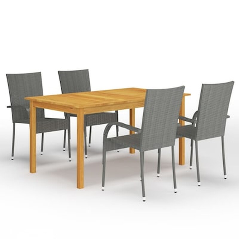 Vidaxl Σετ Τραπεζαρίας Κήπου 5 Τεμαχίων Γκρι VIDAXL