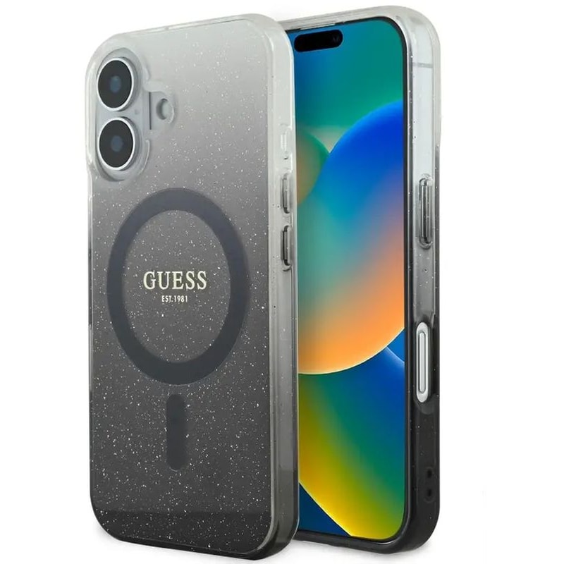 Θήκη Apple iPhone 16 - Guess Glitter Gradient MagSafe - Black GUESS