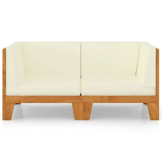 Καναπές VidaXL Διθέσιος από Μασίφ Ξύλο Ακακίας με Μαξιλάρια 68,5x68,5x62 cm - Κρεμ image 3